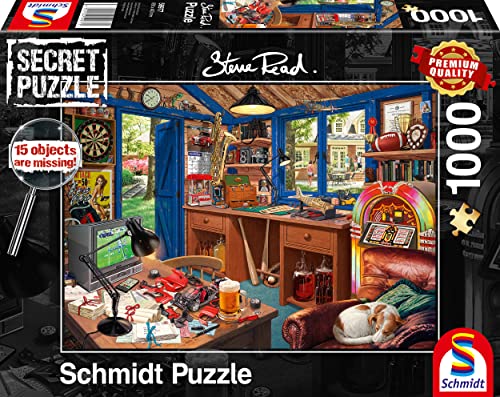 Schmidt Spiele 59977 Secret Puzzle, Vaters Werkstatt, 1000 Teile Puzzle von Schmidt