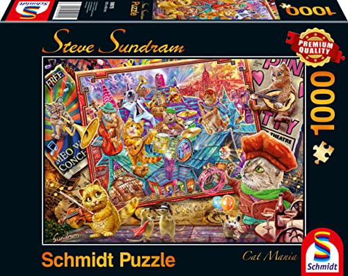 Schmidt Spiele 59979 Steve Subdram, Katzenmanie, 1000 Teile Puzzle von Schmidt