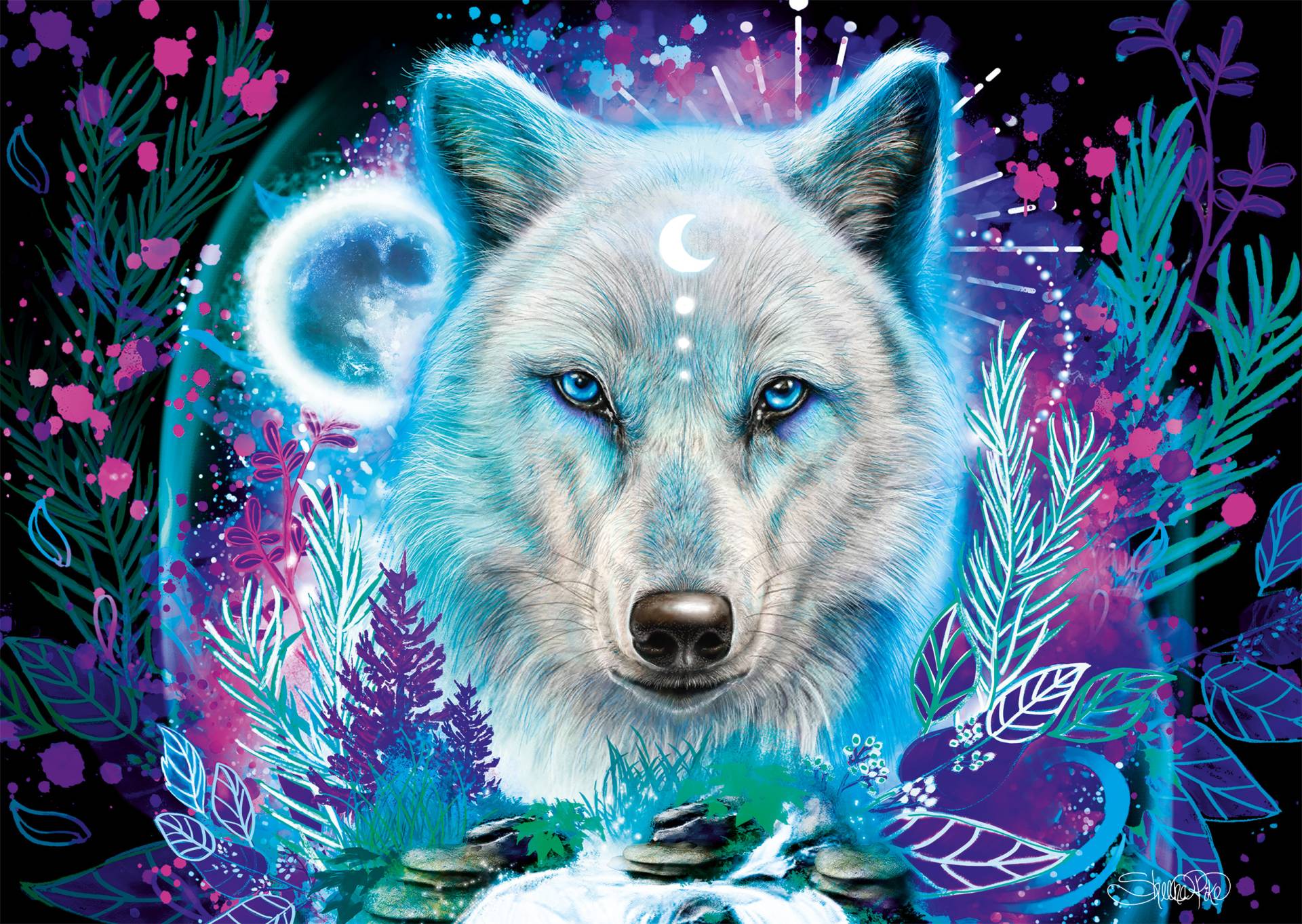 Schmidt Spiele Neon Arktis-Wolf 1000 Teile Puzzle Schmidt-Spiele-58515 von Schmidt Spiele