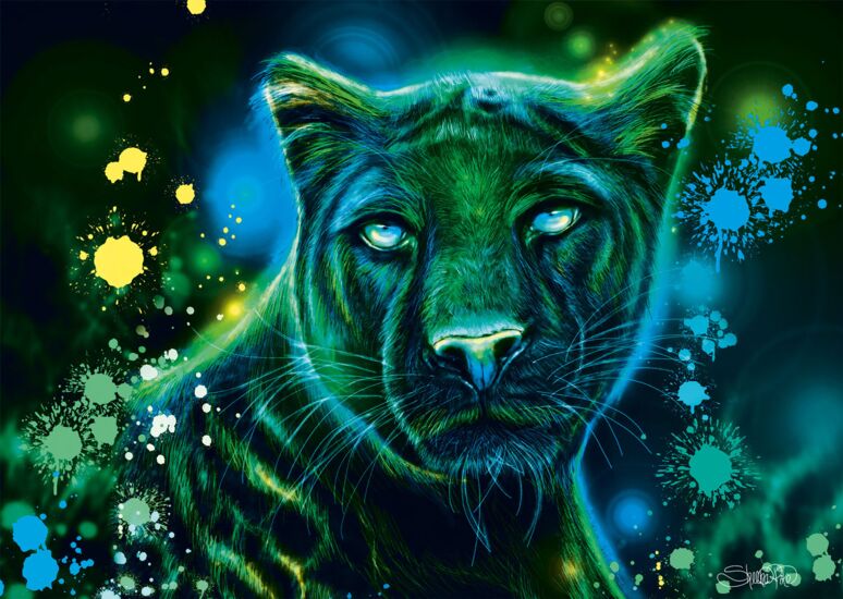 Schmidt Spiele Neon Blau-Grüner Panther 1000 Teile Puzzle Schmidt-Spiele-58517 von Schmidt Spiele