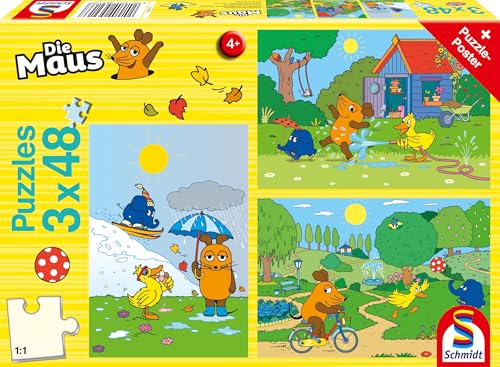 Schmidt Spiele 56213 Viel Spaß mit der Maus, 3x48 Teile Kinderpuzzle von Schmidt Spiele