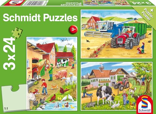 Schmidt Spiele 56216 Auf dem Bauernhof, 3x24 Teile Kinderpuzzle von Schmidt