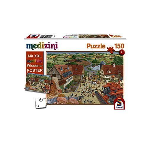 Schmidt Spiele Puzzle 56291 Kinderpuzzle, Entdecke den Bauernhof, Medizini (inklusive Poster), 150 Teile von Schmidt