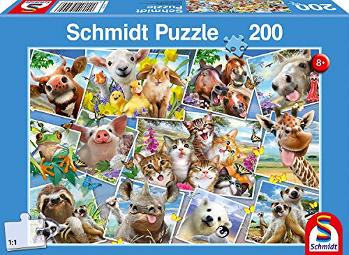 Schmidt Spiele 56294 Animal Tier, Elefant, Maus Kinderpuzzle, Tierische Selfies, 200 Teile, Bunt von Schmidt Spiele