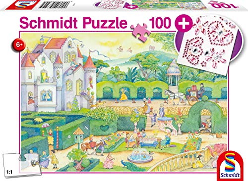 Schmidt Spiele Puzzle 56329 Bei den Märchenprinzessinnen, inklusive Glitzersticker, Kinderpuzzle, 100 Teile, bunt von Schmidt