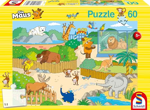 Schmidt Spiele 56349 Sendung Mit Der Maus Mickey Mouse Im Zoo, Kinderpuzzle, 60 Teile, Bunt von Schmidt