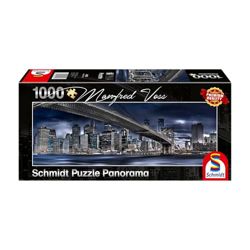 Schmidt Spiele SCH59621 Manfred Voss, New York, Dark Night, 1000 Teile Panorama-Puzzle, Bunt von Schmidt