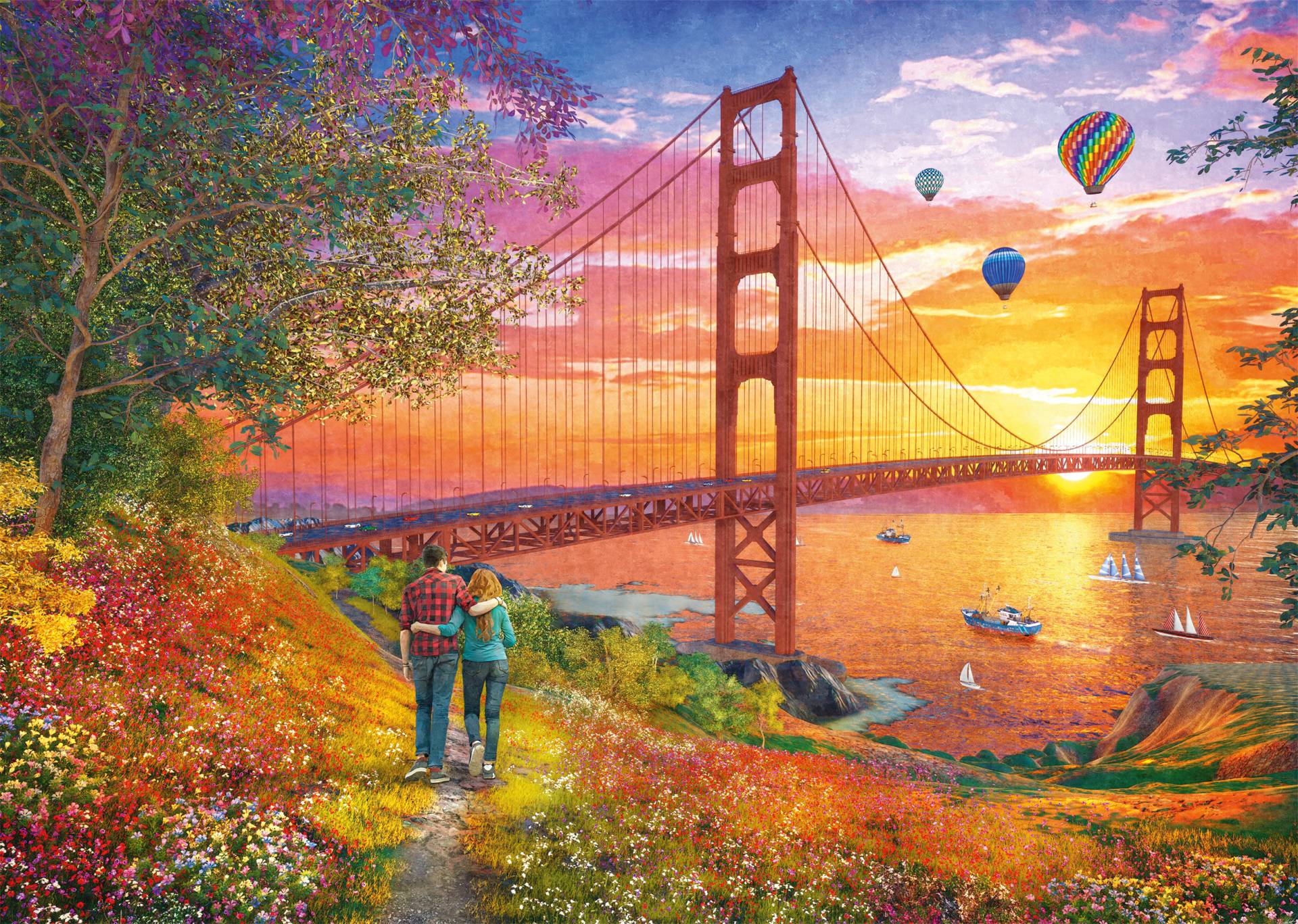 Schmidt Spiele Spaziergang zur Golden Gate Bridge 2000 Teile Puzzle Schmidt-Spiele-59773 von Schmidt Spiele