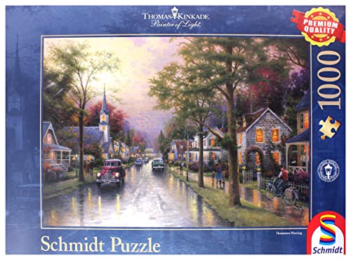 Schmidt Spiele 58441 Thomas Kinkade, Morgen in der kleinen Stadt, 1000 Teile Puzzle von Schmidt