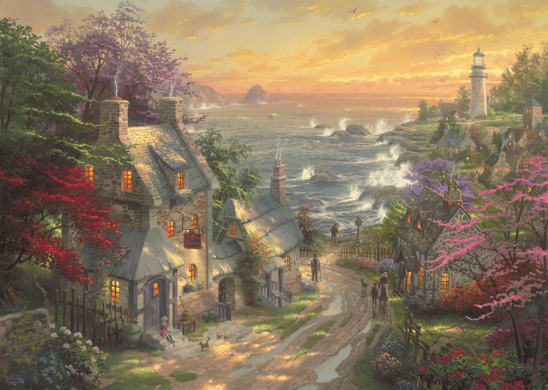 Schmidt Spiele Thomas Kinkade - Dörfchen am Leuchtturm 3000 Teile Puzzle Schmidt-Spiele-59482 von Schmidt Spiele