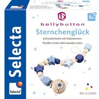 Selecta 64014 - bellybutton, Sternchenglück, Schnullerkette, Holz, blau, 21 cm von Schmidt Spiele