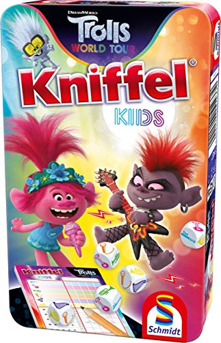 Trolls, Kniffel Kids, Bring Mich mit Spiel in der Metalldose von Schmidt Spiele