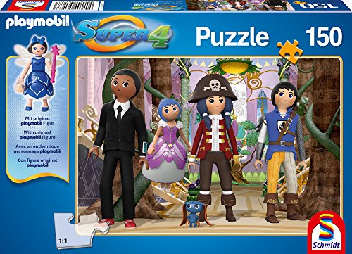 Schmidt Spiele 56167 Super 4 Verzaubertes Puzzle mit Einer original Playmobil-Figur, 150 Teile Schmidt Spiele 56167 Super 4 Verzaubertes Puzzle mit Einer original Playmobil-Figur, 150 Teile von Schmidt
