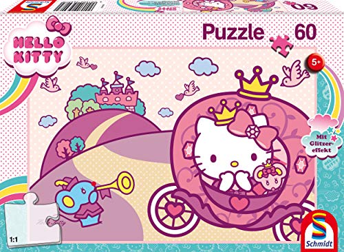 Schmidt Spiele 56407 Hello, Glitzerpuzzle, Prinzessin Kitty, 60 Teile Kinderpuzzle, bunt von Schmidt