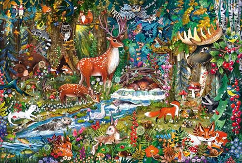 Schmidt Spiele 56532 Tiere in den Wäldern Europas, 150 Teile Kinderpuzzle aus Graspappe, Mehrfarbig von Schmidt