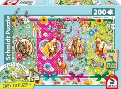 Schmidt Spiele 56538 Alles fürs Pferdeglück, 200 Teile Kinderpuzzle aus Graspappe von Schmidt