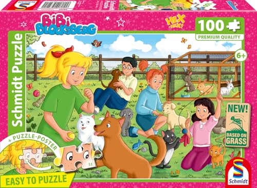 Schmidt Spiele 56541 Bibi Blocksberg, Tierpension, 100 Teile Kinderpuzzle aus Graspappe, Mehrfarbig von Schmidt