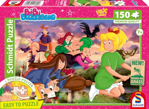 Schmidt Spiele 56542 Bibi Blocksberg, Hexenrennen, 150 Teile Kinderpuzzle aus Graspappe, Mehrfarbig von Schmidt