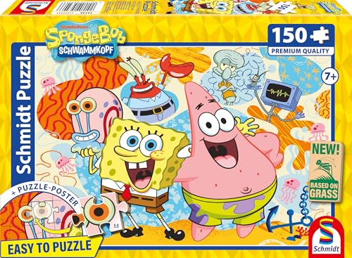 Schmidt Spiele 56546 Spongebob und Freunde, 150 Teile Kinderpuzzle aus Graspappe von Schmidt