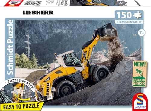 Schmidt Spiele 56551 Liebherr, Radlader L526, 150 Teile Kinderpuzzle aus Graspappe, Mehrfarbig von Schmidt