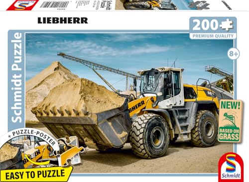 Schmidt Spiele 56552 Liebherr, Radlader L580, 200 Teile Kinderpuzzle aus Graspappe, Mehrfarbig von Schmidt