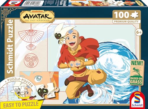 Schmidt Spiele 56554 Avatar, Der Herr der Elemente, 100 Teile Kinderpuzzle aus Graspappe, Mehrfarbig von Schmidt