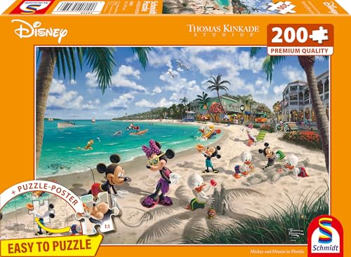 Schmidt Spiele 56559, Thomas Kinkade, Disney, Mickey and Minnie in Florida, 200 Teile Puzzle, Mehrfarbig von Schmidt