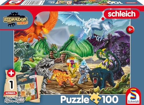 Schmidt Spiele 56565 Eldrador, Kampf um den Superkristall, 100 Teile Kinderpuzzle, mit Einer Orginal Schleich Figur, Mehrfarbig von Schmidt