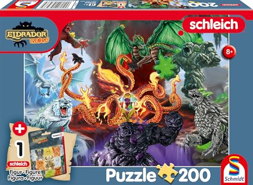 Schmidt Spiele 56566 Eldrador, Fiese Kreaturen, 200 Teile Kinderpuzzle, mit Einer Orginal Schleich Figur, Mehrfarbig von Schmidt