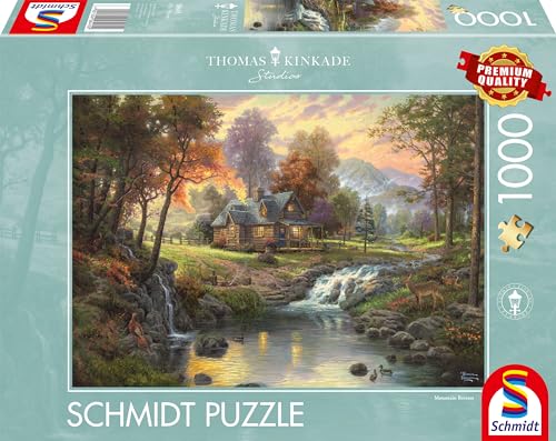 Schmidt Spiele 58445 - Thomas Kinkade, Holzhaus am Bach, 1.000 Teile von Schmidt