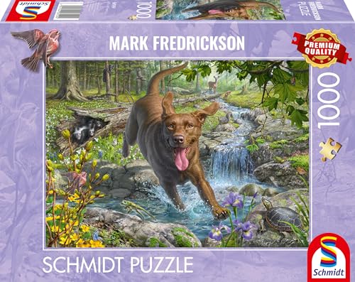 Schmidt Spiele 58559 Mark Frederickson, Hundeliebe, Frühlingsspaziergang mit Labrador Retriever, 1000 Teile Puzzle, Mehrfarbig von Schmidt