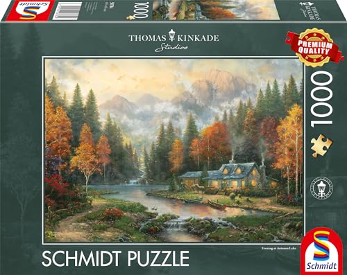 Schmidt Spiele 58784 Thomas Kinkade, Evening at Autumn Lake, 1000 Teile Puzzle, bunt von Schmidt