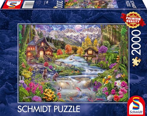 Schmidt Spiele 58868 Flussidyll in den Bergen, 2000 Teile Puzzle von Schmidt