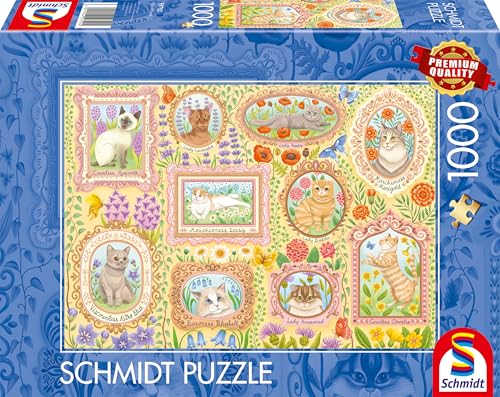 Schmidt Spiele 59792 Adelige Katzen in Blütenpracht, 1000 Teile Puzzle von Schmidt