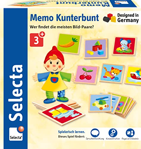 Schmidt Spiele 63025 Selecta, Memo Kunterbunt aus Holz, 36 Teile von Schmidt