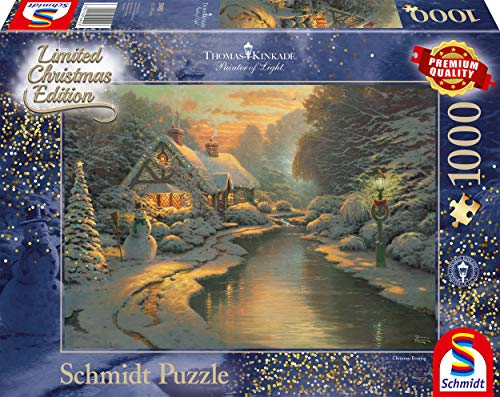 Schmidt Spiele Puzzle 59492 Thomas Kinkade, Am Weihnachtsabend, Limited Edition, 1000 Teile Puzzle, bunt, 69,3x49,3cm von Schmidt