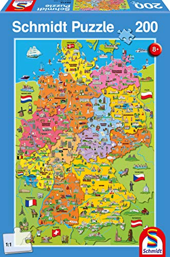 Schmidt Spiele SCH56312 Deutschlandkarte mit Bildern, 200 Teile Kinderpuzzle, Bunt von Schmidt