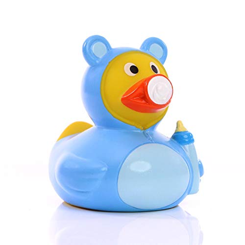 Schnabels Quitsche-Ente Baby (hellblau) - Geschenk für Geburt Geburtstag Namenstag Kinder Baby Freund-in Mädchen Junge - Spielzeug Bade-Ente Badewanne Deko von Schnabels