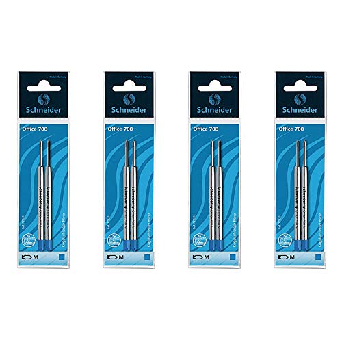 Schneider 50-77231 Kugelschreiber-Minen 708, System Parker, blau (4 x 2er Pack) von Schneider