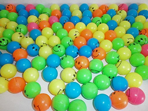 Schnooridoo 50 bunte Smile Lachgesicht Neon Springball 25mm Hüpfball Dopsball Flummy Mitbringel Kindergeburtstag Give Away Tombola von Schnooridoo