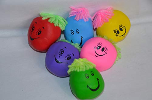 Schnooridoo 6 Bunte Knautschgesichter Knautschgesicht Stressball 6 cm mit Wollhaaren Knautschball von Schnooridoo