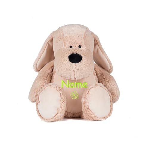 Schnoschi Kuscheltier mit Namen oder Initialen Bestickt, personalisiertes Stofftier, individuelles Schmusetier mit Wunschnamen (Hund) von Schnoschi