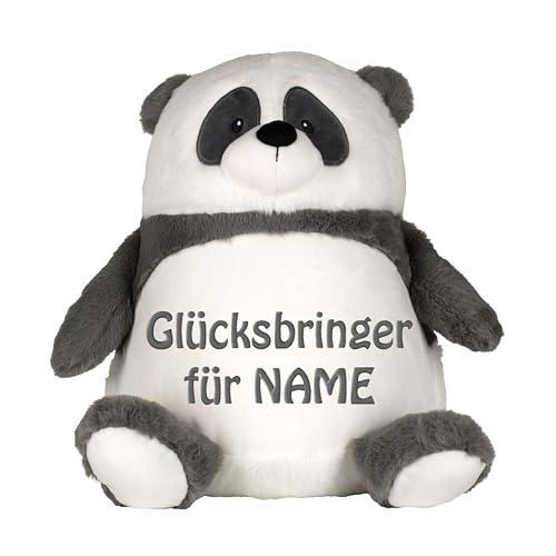 Schnoschi Kuscheltier mit Namen oder Initialen Bestickt, personalisiertes Stofftier, individuelles Schmusetier mit Wunschnamen (Panda) von Schnoschi