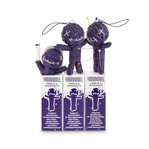 Voodoo Puppe Buckelige Verwandtschaft 3er-Pack Voodoo Doll to go Voodoo-Doll imaginäre Strafen für nervige Schwiegereltern und andere Lieblingsmenschen Geschenk im Karton 5 x PRYM Stecknadel von Schöne Güter