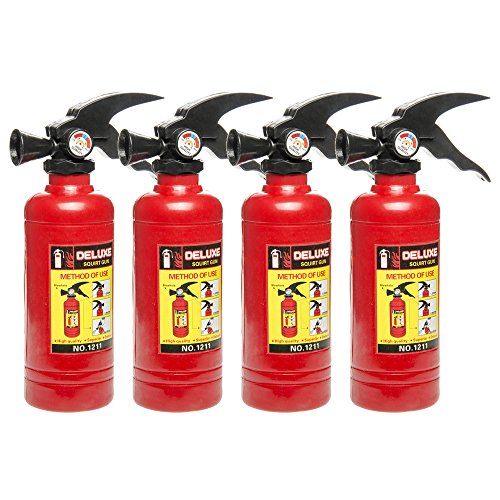 Schramm® 4 Stück Wasserpistolen Feuerlöscher ca. 18x5cm Wasser Pistole Wasserpistole Water Gun Watergun Feuerwehr Spritze von Schramm