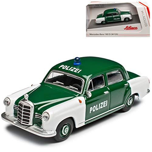 Mercedes-B 180 D Limousine Polizei Grün W120 1953-1962 1/64 Schuco Modell Auto mit individiuellem Wunschkennzeichen von Schuco Mercedes-Benz