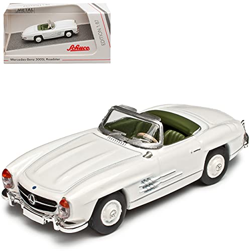 Mercedes-Benz 300SL SL-Klasse Cabrio Roadster Weiss W198 1954-1963 Flügeltürer H0 1/87 Schuco Modell Auto mit individiuellem Wunschkennzeichen von Schuco Mercedes-Benz