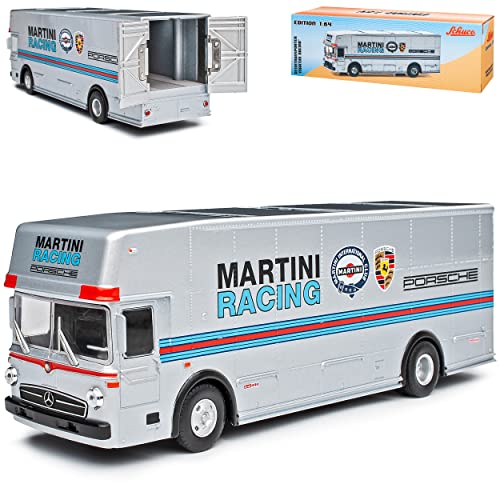 Schuco Mercedes-Benz Porsche Martini Racing Renntransporter Silber 1/64 Schuco Modell Auto mit individiuellem Wunschkennzeichen von Schuco Mercedes-Benz