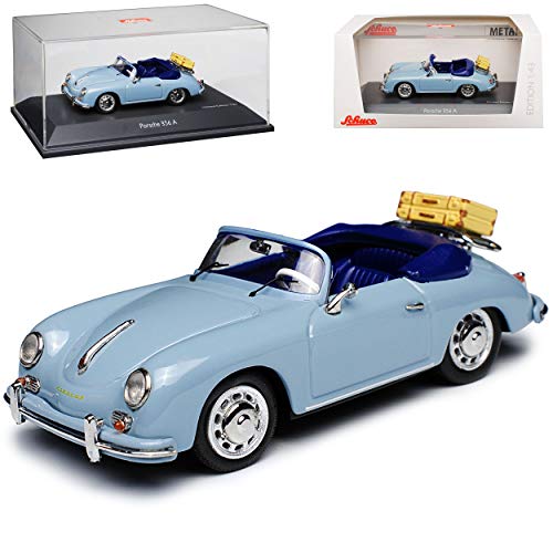 Porsche 356A Cabrio Blau Grau mit Koffer 1955-1959 limitiert 750 Stück 1/43 Schuco Modell Auto mit individiuellem Wunschkennzeichen von Schuco Porsche