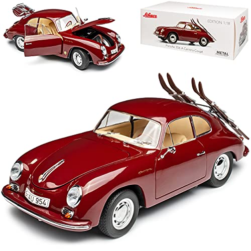 Porsche 356A Coupe Dunkel Rot mit Skier 1955-1959 1/18 Schuco Modell Auto mit individiuellem Wunschkennzeichen von Schuco Porsche